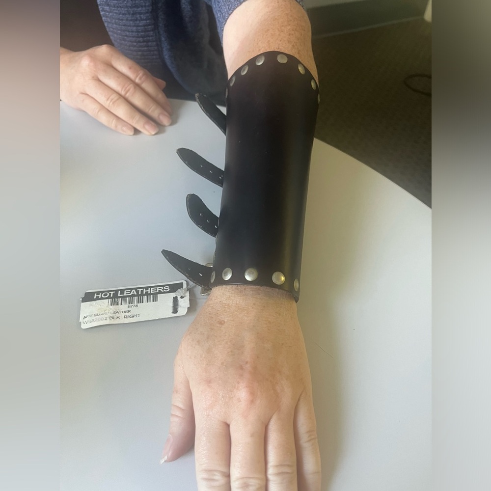 NEW leather  gauntlet studded black leather right arm